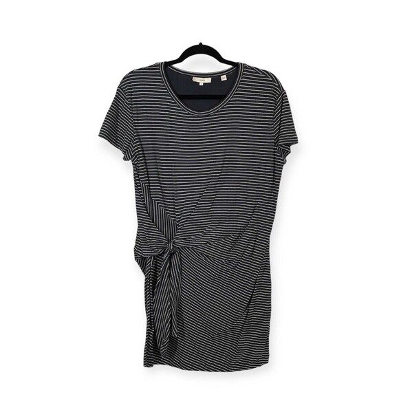 Vince Dresses & Skirts - Vince Womens Blue Striped Size Medium Side Tie Jersey Short Sleeve T Shirt Dress